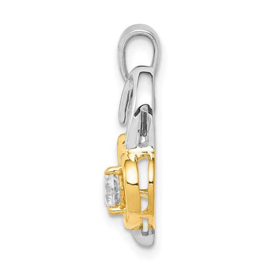 14k Two-Tone 1/5 carat Diamond Double Heart Pendant