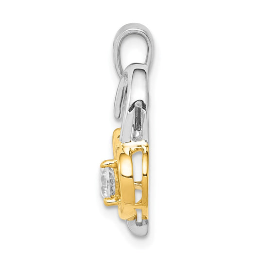 14k Two-Tone 1/5 carat Diamond Double Heart Pendant