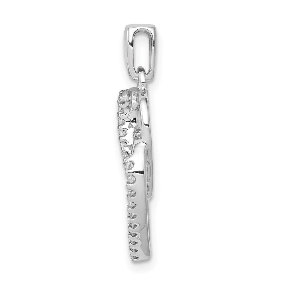 14k White Gold 1/10 carat Diamond Entwined Hearts Pendant