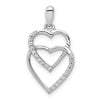 14k White Gold 1/10 carat Diamond Entwined Hearts Pendant