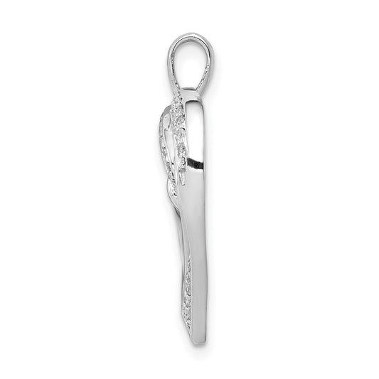 14k White Gold 1/6 carat Diamond Entwined Heart Pendant