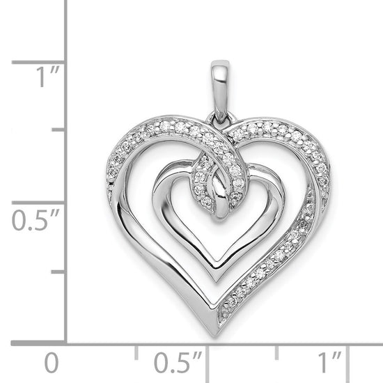 14k White Gold 1/6 carat Diamond Entwined Heart Pendant