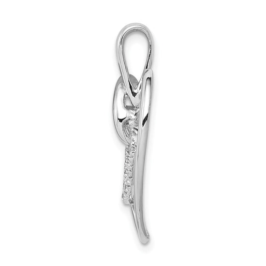 14k White Gold 1/10 carat Diamond Double Heart Pendant