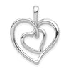 14k White Gold 1/10 carat Diamond Double Heart Pendant