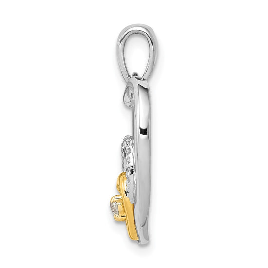 14k Two-Tone 1/15 carat Diamond Triple Heart Pendant