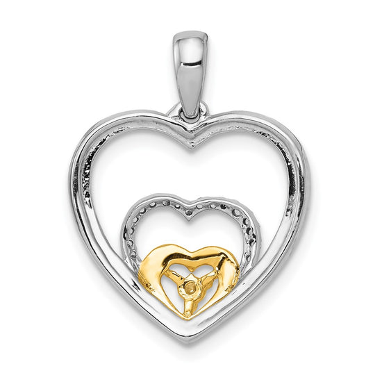 14k Two-Tone 1/15 carat Diamond Triple Heart Pendant
