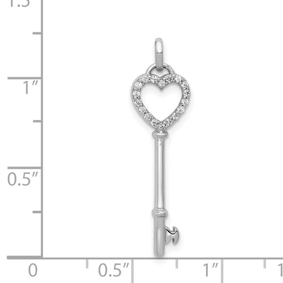 Gold Diamond Heart Key Charm