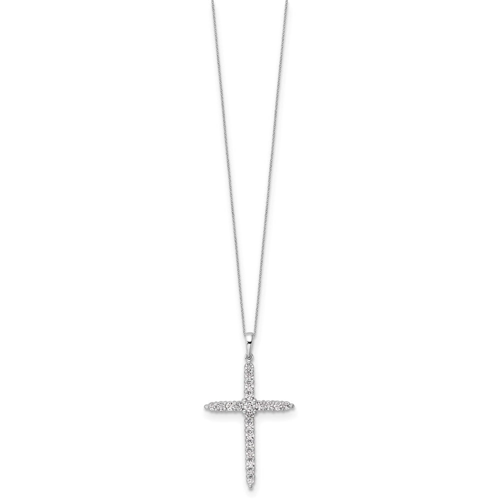 14k White Gold 1 carat Lab Grown Diamond VS/SI+ G+ Complete 18 inch Cross Pendant Necklace