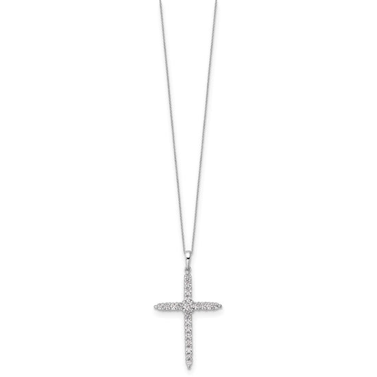 14k White Gold 1 carat Lab Grown Diamond VS/SI+ G+ Complete 18 inch Cross Pendant Necklace