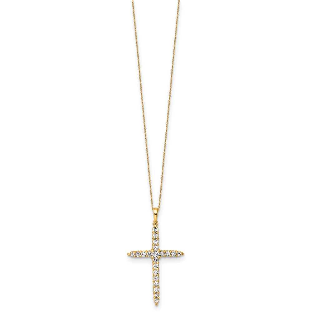14k 1 carat Lab Grown Diamond VS/SI+ G+ Complete 18 inch Cross Pendant Necklace