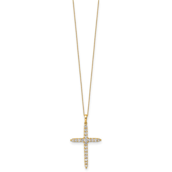 14k 1 carat Lab Grown Diamond VS/SI+ G+ Complete 18 inch Cross Pendant Necklace