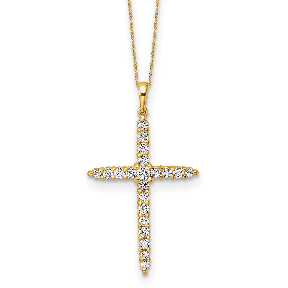 14k 1 carat Lab Grown Diamond VS/SI+ G+ Complete 18 inch Cross Pendant Necklace