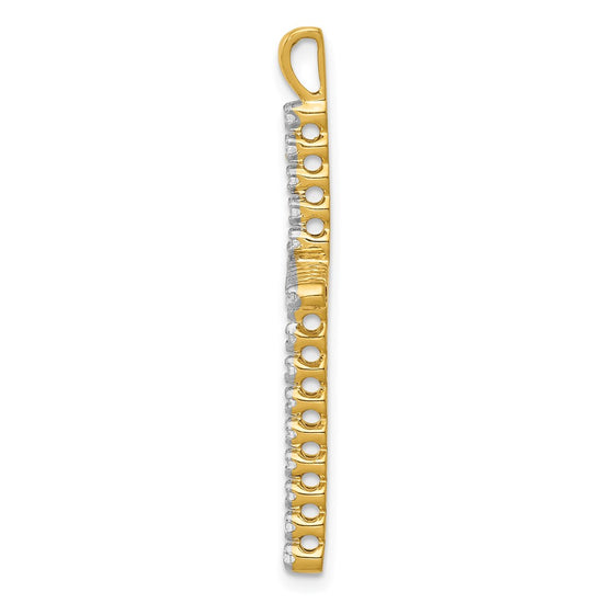 14k and White Rhodium 1/4 carat Diamond Cross Pendant
