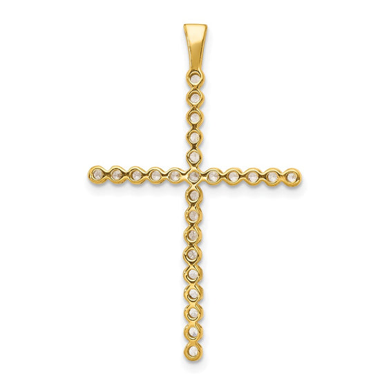 14k and White Rhodium 1/4 carat Diamond Cross Pendant