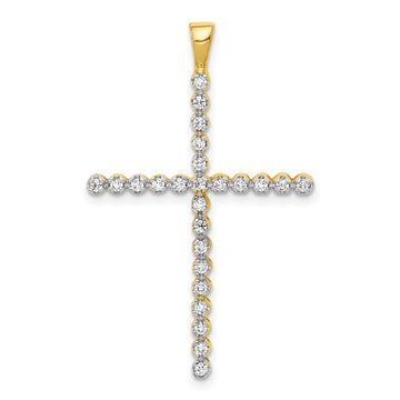 14k and White Rhodium 1/4 carat Diamond Cross Pendant