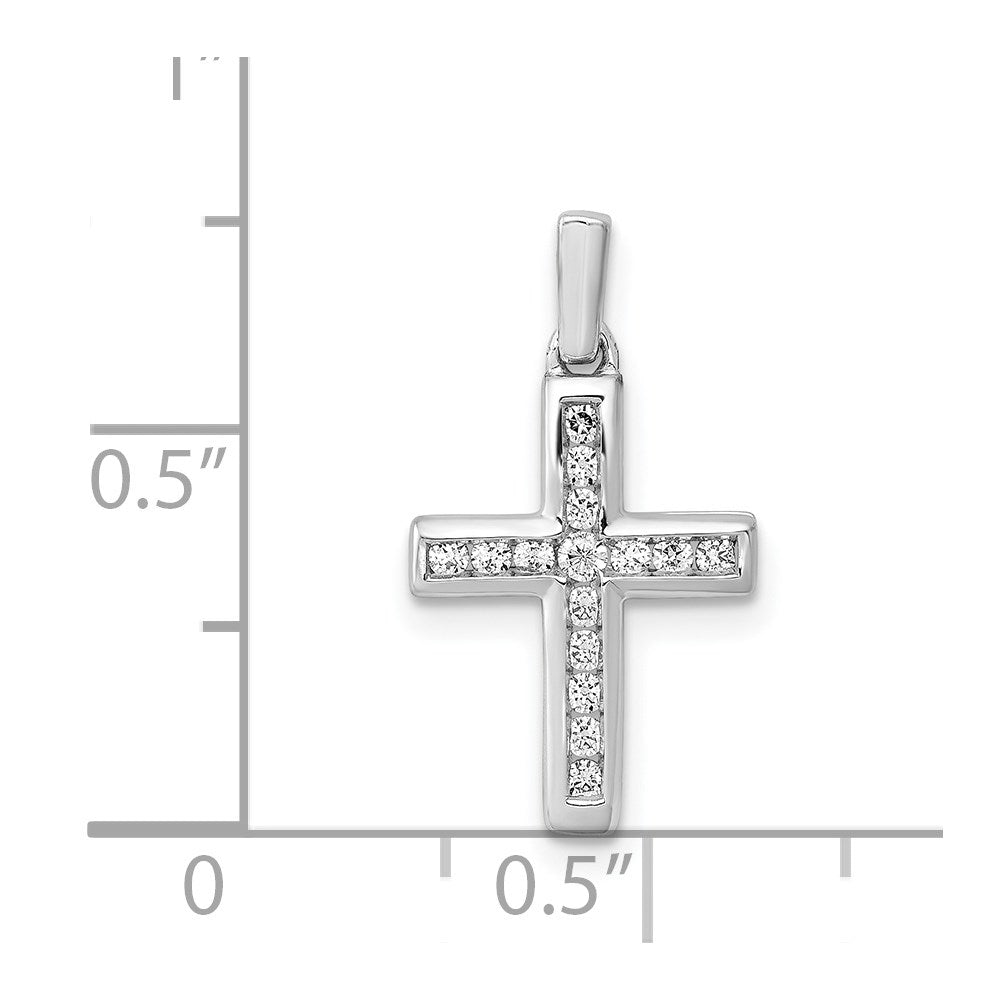 14k White Gold 1/6 carat Diamond Latin Cross Pendant