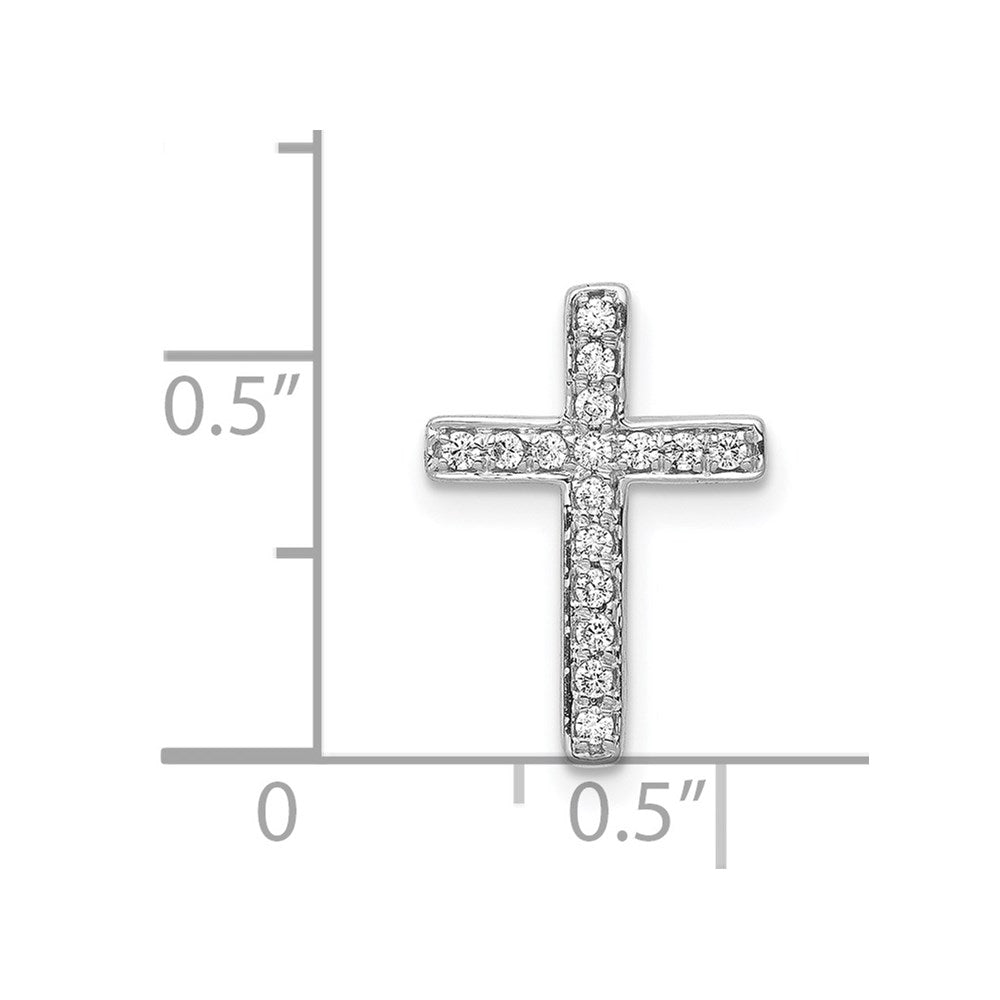 14k White Gold 1/6 carat Diamond Latin Cross Chain Slide