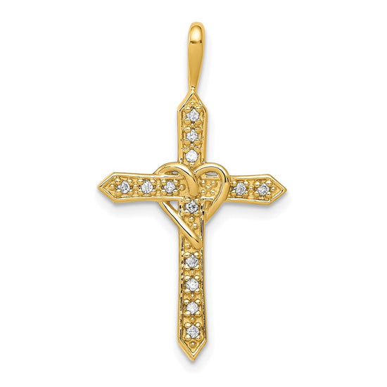 Diamond Heart Cross Pendants