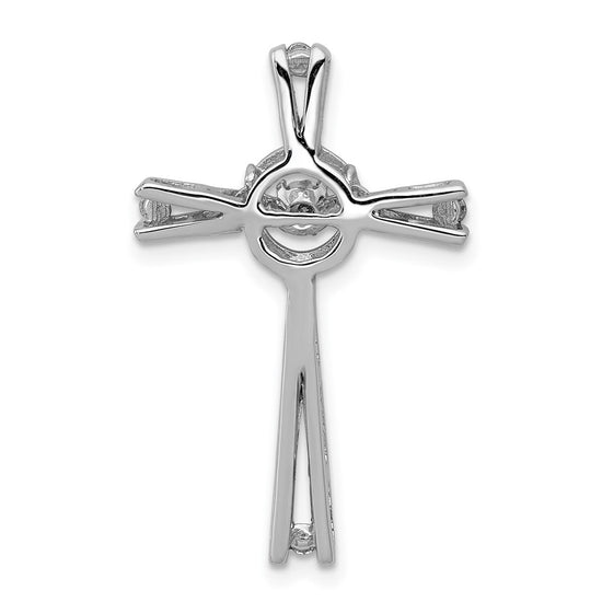 14k White Gold 1/15 carat Vibrant Moving Diamond Cross Chain Slide