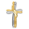 10K Two-tone Diamond Cross Pendant