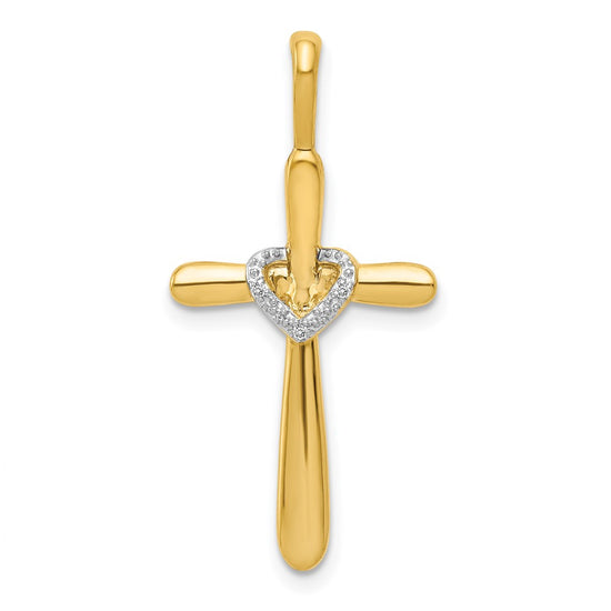 Diamond Cross with Heart Pendants