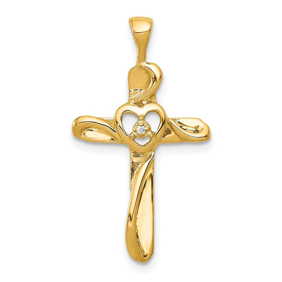 Diamond Heart Cross Pendants