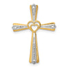 10K Rhodium Diamond Cross Pendant