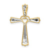 14k and White Rhodium Diamond Cross Pendant