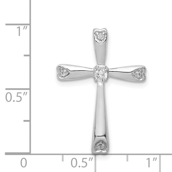 14k White Gold 1/10 carat Diamond Cross Chain Slide