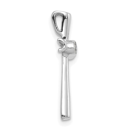 14k White Gold 1/20 carat AA Diamond Cross Chain Slide
