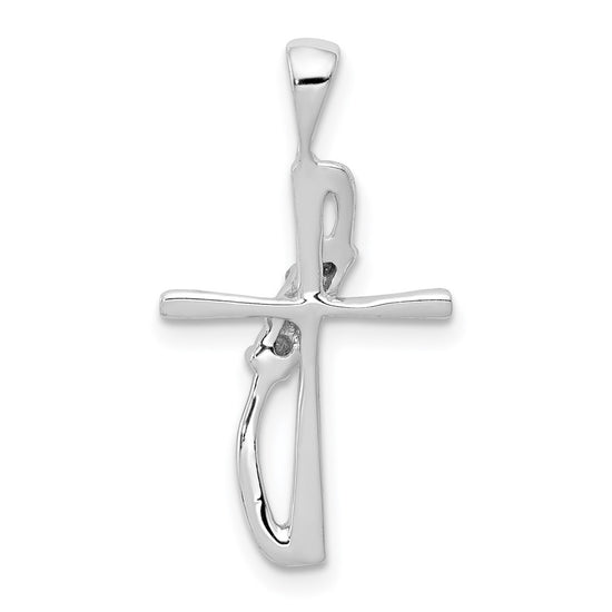 14k White Gold .01 carat Diamond Cross Pendant