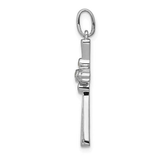 14k White Gold 1/15 carat Diamond Cross Pendant