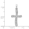 14k White Gold 1/8 carat Diamond Curved Cross Pendant