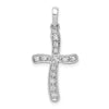 14k White Gold 1/8 carat Diamond Curved Cross Pendant