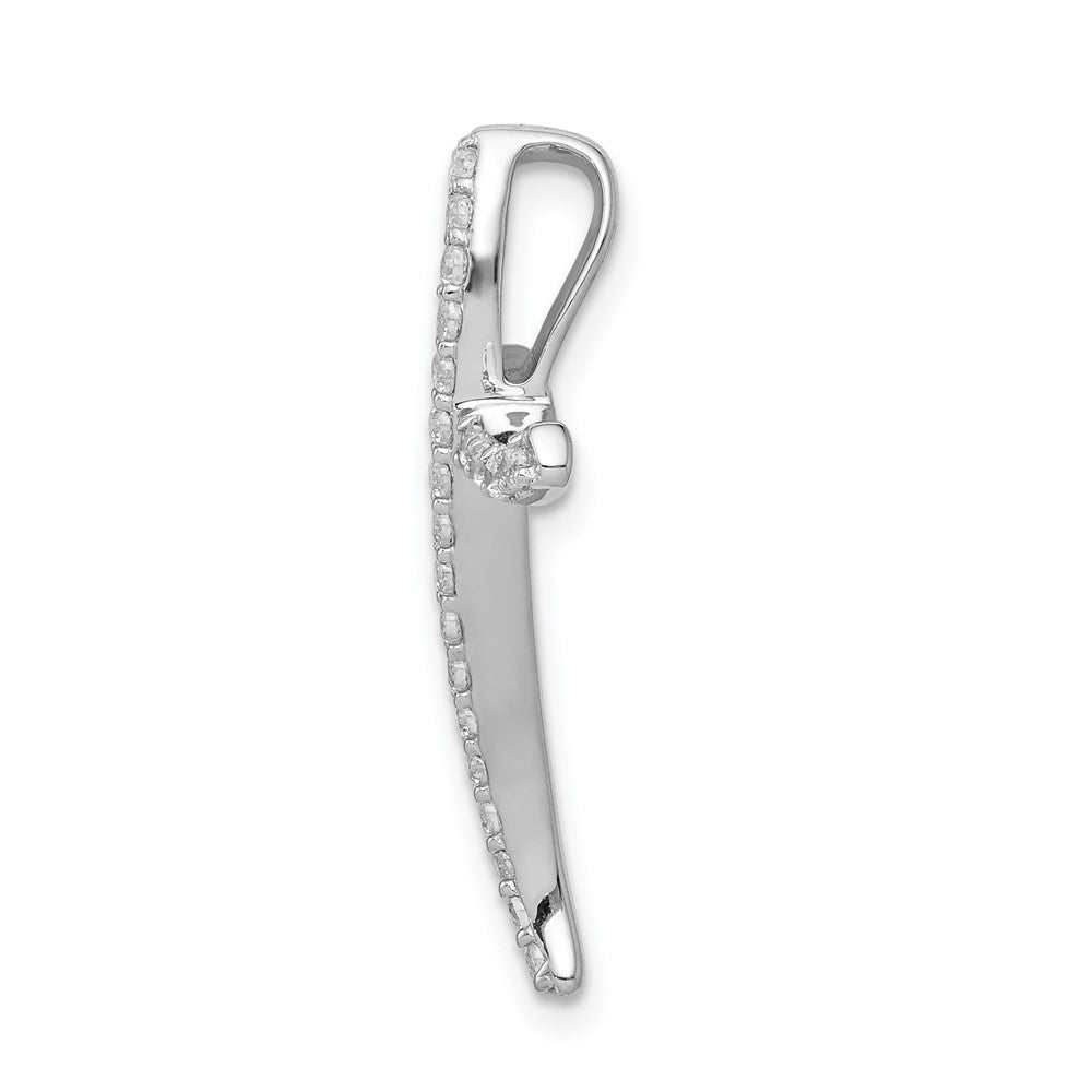 14k White Gold 1/4 carat Diamond Curved Cross Chain Slide
