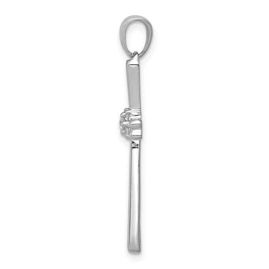 14k White Gold 1/20 carat Diamond Cross Pendant