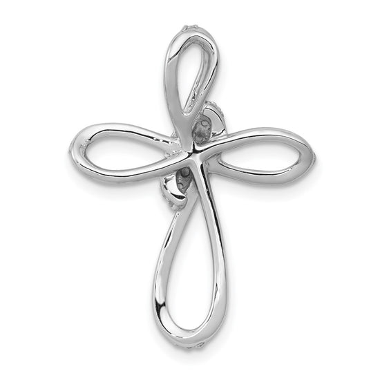 14k White Gold 1/3 carat Diamond Cross Omega Slide