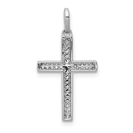 14k White Gold 1/6 carat Diamond Cross Pendant