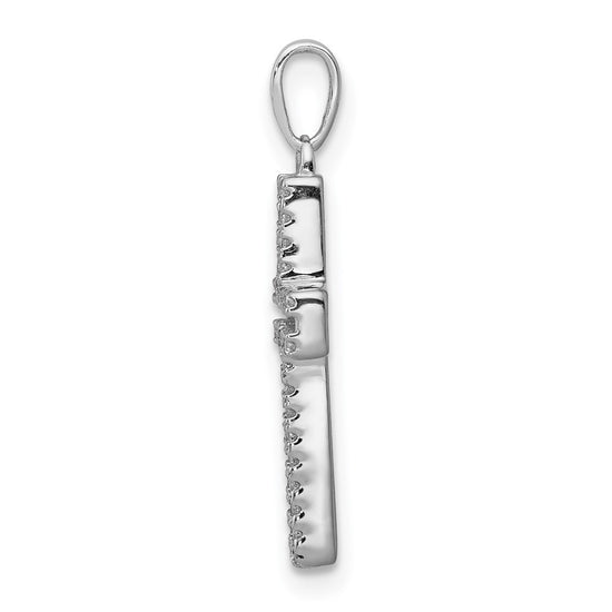 14k White Gold 1/8 carat Diamond Cross Pendant