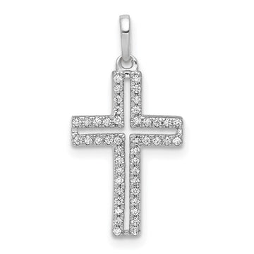 14k White Gold 1/8 carat Diamond Cross Pendant