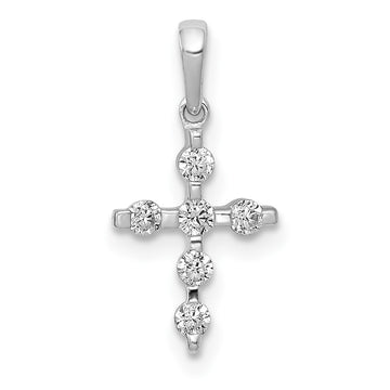 14k White Gold 1/6 carat Diamond Cross Pendant