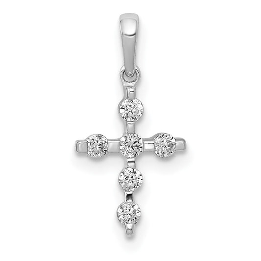 14k White Gold 1/6 carat Diamond Cross Pendant