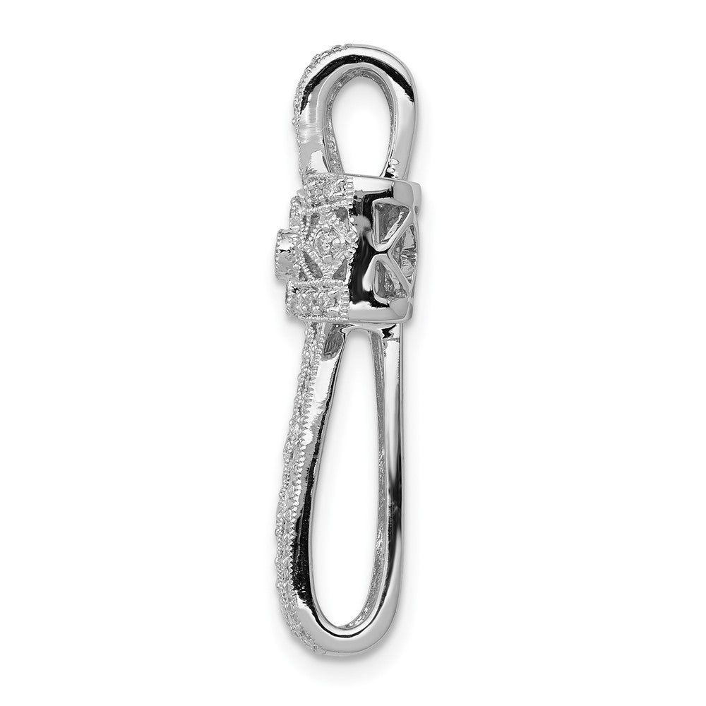 14k White Gold 1/2 carat Diamond Filigree Cross Chain Slide