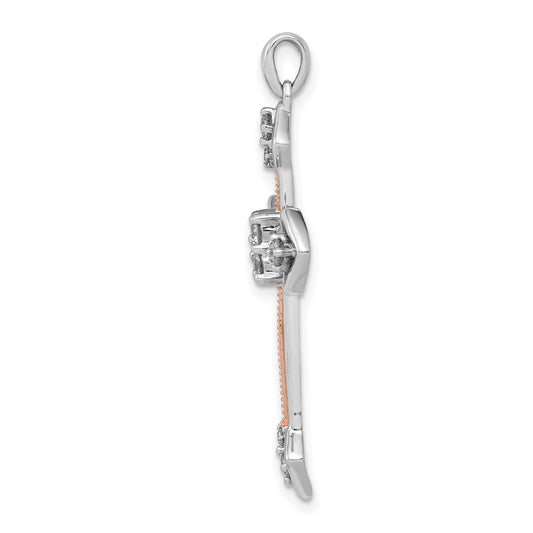 14k Two Tone Rose and White Gold 3/8 carat Lab Grown Diamond VS/SI+ G+ Complete Cross Pendant