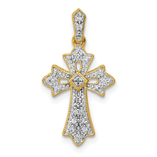 Diamond Fleur de Lis Cross Pendants