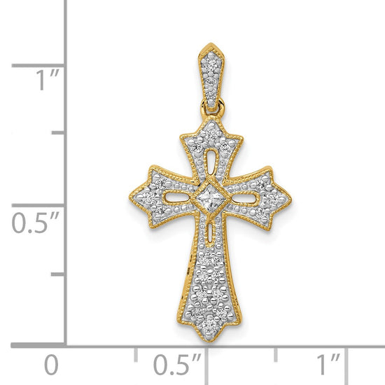 Diamond Fleur de Lis Cross Pendants