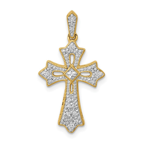 Diamond Fleur de Lis Cross Pendants