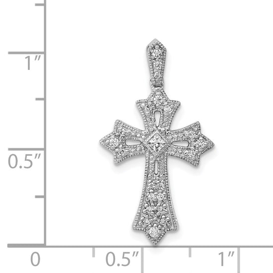 Diamond Fleur de Lis Cross Pendants