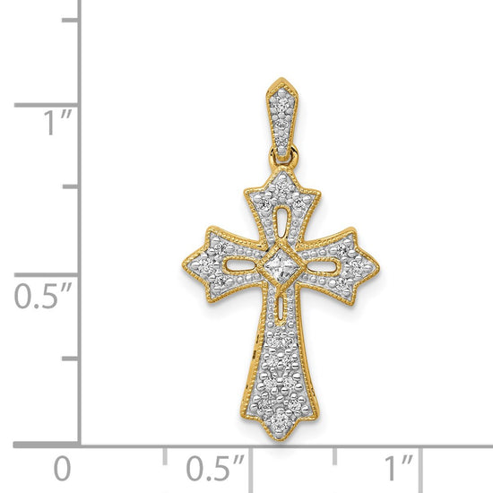 Diamond Fleur de Lis Cross Pendants