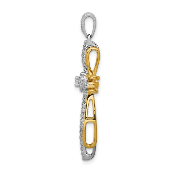 14k Two-tone 1/3 carat Diamond Passion Cross Pendant